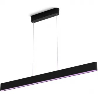Lustra LED RGB inteligenta Philips Hue Ensis, Bluetooth, 79W (175W), 5500 lm, lumina alba si colorata, 129.8 cm, Metal, Negru