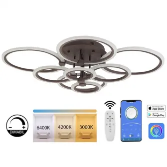 Светодиодная люстра Rhea Home Light RHL60825 4+4, дистанционное управление, диммирование, макс.150Вт, регулируемая температура света (2700-6500К), приложение для телефона, кофе