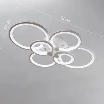 Светодиодная люстра SLC Selino Concept Saturn Circle 2*3, 84-168Вт с приложением для телефона, дистанционным управлением, теплый/нейтральный/холодный свет, регулируемая интенсивность, Белый