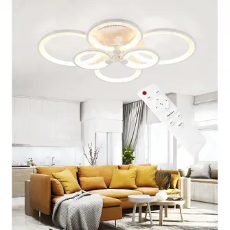 Светодиодная люстра SLC Selino Concept Saturn Circle 2*3, 84-168Вт с приложением для телефона, дистанционным управлением, теплый/нейтральный/холодный свет, регулируемая интенсивность, Белый