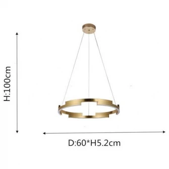 Lustra LED Suspendata Numva Ellipse, SLC Selino Concept cu telecomanda, lumina calda/neutra/rece, intensitate dimabila, 54W, Auriu