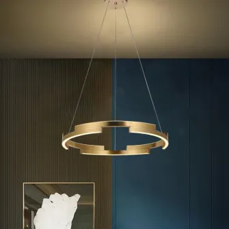 Lustra LED Suspendata Numva Ellipse, SLC Selino Concept cu telecomanda, lumina calda/neutra/rece, intensitate dimabila, 54W, Auriu