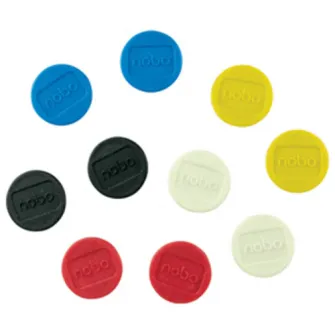 Magneti pentru table NOBO, diametru 24 mm, sustin 4 coli, 10 buc/set, diverse culori
