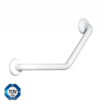 Maner sprijin Aquasanit Care, in unghi de 45 grade, metal lacuit, TUV, greutate max. 150 kg, alb