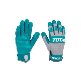 Manusi protectie pentru socuri mecanice Total, marime universala, material cauciuc, Verde/Gri