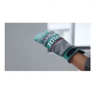 Manusi protectie pentru socuri mecanice Total, marime universala, material cauciuc, Verde/Gri
