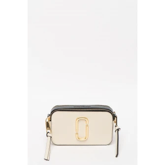 Marc Jacobs, Geanta crossbody de piele Snapshot, Crem/Negru