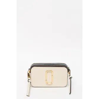Marc Jacobs, Geanta crossbody de piele Snapshot, Crem/Negru