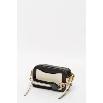 Marc Jacobs, Geanta crossbody de piele Snapshot, Crem/Negru
