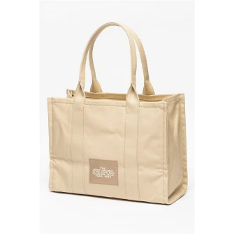 Marc Jacobs, Geanta shopper cu imprimeu logo The Tote, Bej/Alb optic