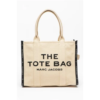 Marc Jacobs, Geanta tote din panza cu imprimeu contrastant, Maro nisip