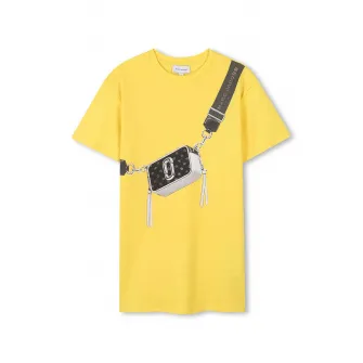 Marc Jacobs, Tricou lejer cu imprimeu grafic, Negru, Galben, Alb murdar, 162 CM