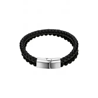 Marc Lauder, Bratara din piele cu margele onix negre Como, Negru