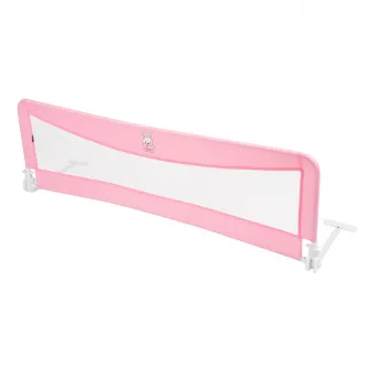 Margine de siguranta pentru pat Juju Safe Sleep, copii 18 luni-5 ani, rabatabila, 153cm x 50 cm, Hunny Bunny, Roz/Gri
