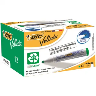 Marker Bic ECO Velleda 1701 verde, 12 buc/cutie