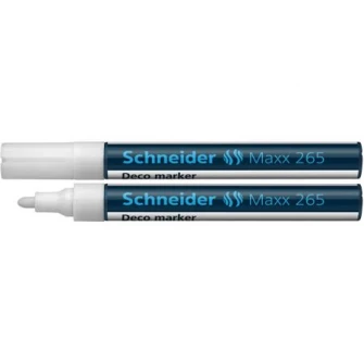 Marker cu creta lichida Deco Schneider 265, 1-3 mm, Alb