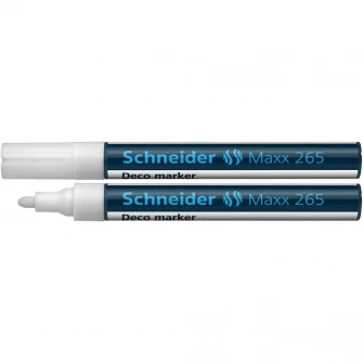 Marker cu creta lichida Deco Schneider 265, 1-3 mm, Alb