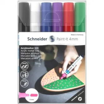 Marker cu vopsea acrilica Schneider Paint-It 320, 4 mm, 6buc/set1