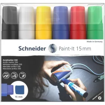 Marker cu vopsea acrilica Schneider Paint-It 330, 15 mm, 6buc/Set1