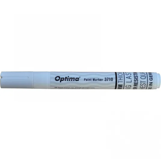 Маркер малярный Optima Paint 3710, круглый наконечник 4,5 мм, толщина письма 2-3 мм - белый