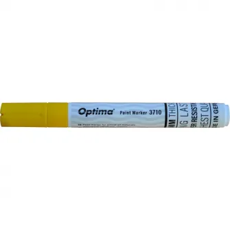Marker cu vopsea Optima Paint 3710, varf rotund 4.5mm, grosime scriere 2-3mm, galben