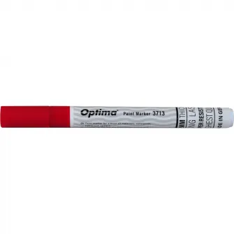 Marker cu vopsea Optima Paint 3713, varf rotund 2 mm, grosime scriere 1-2mm, Rosu