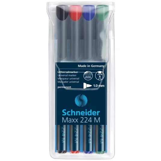 Marker OHP permanent Schneider 224, 1 mm, 4 buc/set