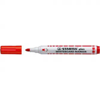 Marker pentru tabla Stabilo plan, varf rotund, 2.5 - 3.5 mm, 4 culori, etui plastic
