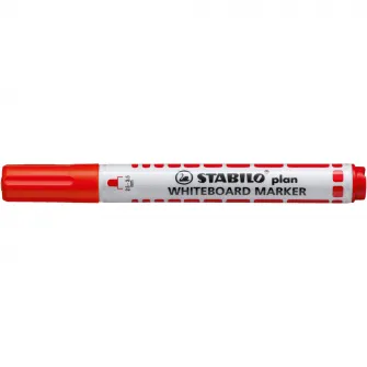 Marker pentru tabla Stabilo plan, varf rotund, 2.5 - 3.5 mm, 4 culori, etui plastic