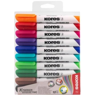 Marker whiteboard Kores, 3 mm, 10 buc/cutie plastic