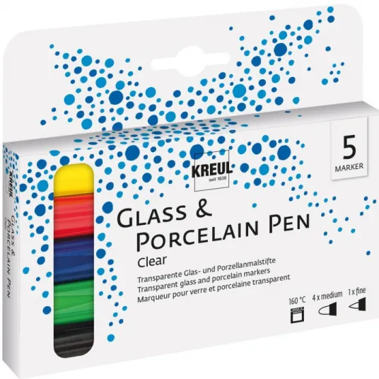 Markere pentru decoratiuni sticla si portelan Clear Kreul, 4 buc/set