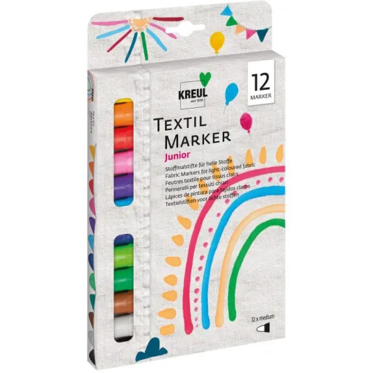 Markere pentru textile Kreul Junior, 12 buc/set