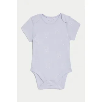Marks & Spencer, Body uni de bumbac, Lila, Bej deschis, 69-72 CM