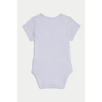 Marks & Spencer, Body uni de bumbac, Lila, Bej deschis, 69-72 CM