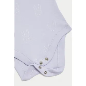 Marks & Spencer, Body uni de bumbac, Lila, Bej deschis, 69-72 CM
