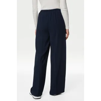 Marks & Spencer, Pantaloni ampli cu talie inalta, Albastru ultramarin, 18