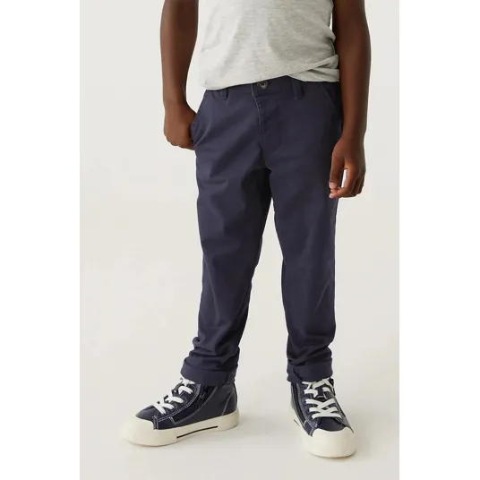 Marks & Spencer, Pantaloni chino cu talie medie, Bleumarin, 98-104 CM