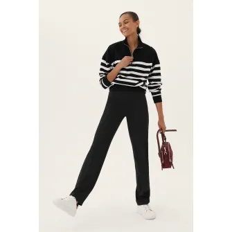 Marks & Spencer, Pantaloni cu croiala dreapta si talie inalta, Negru, 8