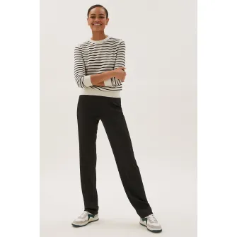 Marks & Spencer, Pantaloni cu croiala dreapta si talie inalta, Negru, 8