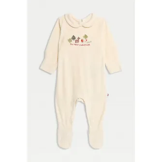 Marks & Spencer, Salopeta cu imprimeu text si botosei, Bej, 69-72 CM
