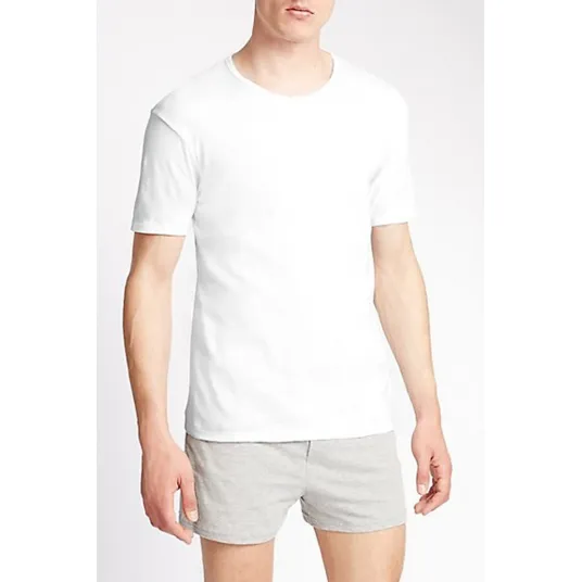 Marks & Spencer, Set de 3 tricouri regular fit, Alb, L