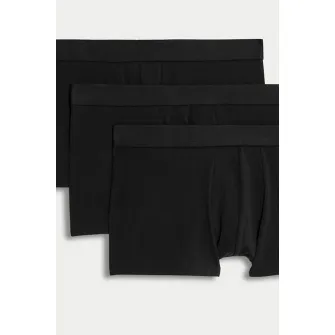 Marks & Spencer, Set de boxeri cu talie elastica - 5 perechi, Negru, L