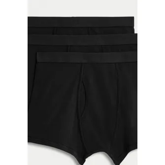 Marks & Spencer, Set de boxeri din amestec de bumbac - 5 perechi, Negru, M