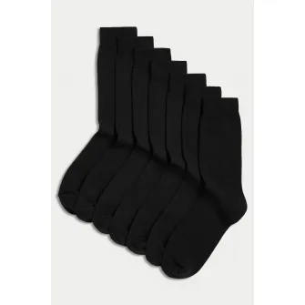 Marks & Spencer, Set de sosete lungi cu model uni - 7 perechi, Negru, 9-12