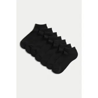 Marks & Spencer, Set de sosete pana la glezna Liners™ - 7 perechi, Negru, 41-45 EU