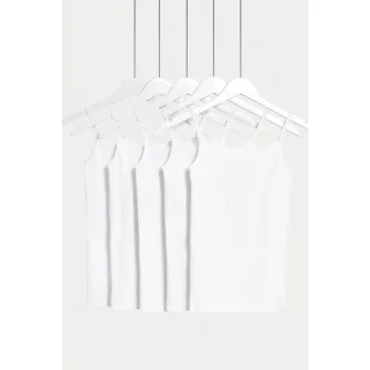 Marks & Spencer, Set de topuri - 5 piese, Alb, 110-116 CM