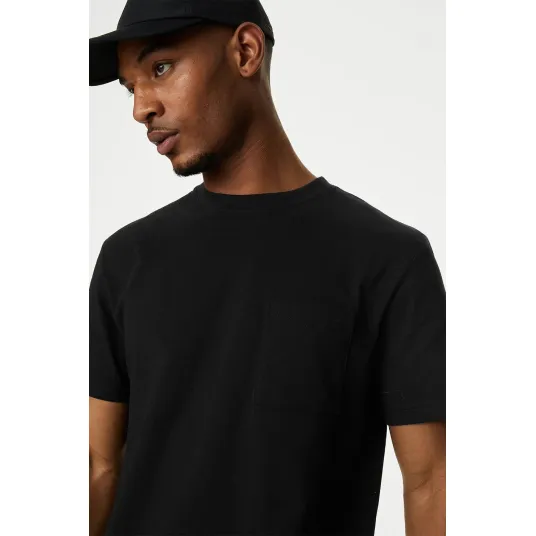 Marks & Spencer, Tricou de bumbac cu buzunar aplicat pe piept, Negru, XL