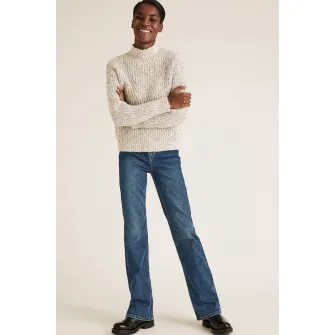 Marks  Spencer, Blugi bootcut cu talie inalta Eva, Albastru, 18