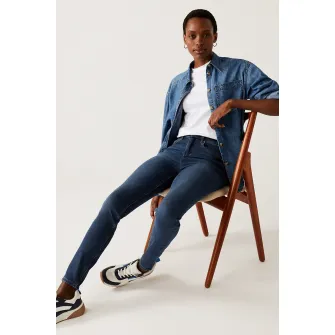 Marks  Spencer, Blugi slim fit cu talie inalta, Albastru, 12