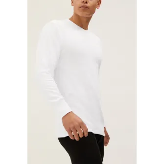 Marks  Spencer, Bluza de casa cu striatii si decolteu rotund, Alb optic, L